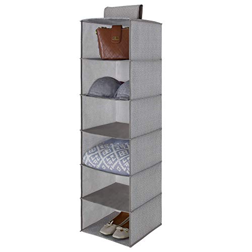 GRANNY SAYS 6-Shelf Hanging Closet Organizer, Collapsible Closet Hanging Shelves, Nursery Hanging Storage Organizer, Gray, 42.5" H X 12" W X 12" D