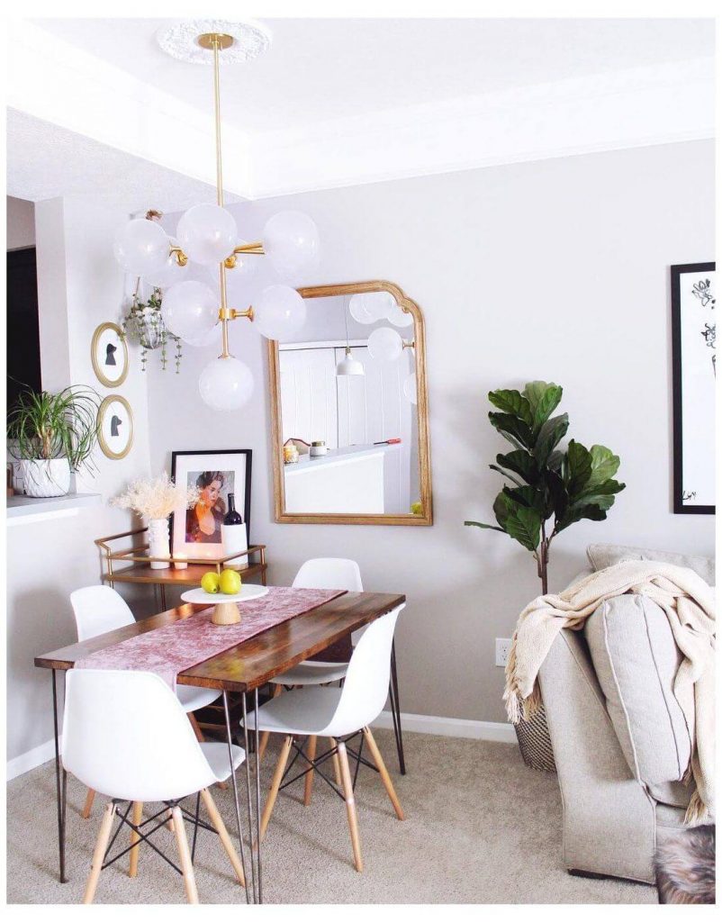 small living room with dining table