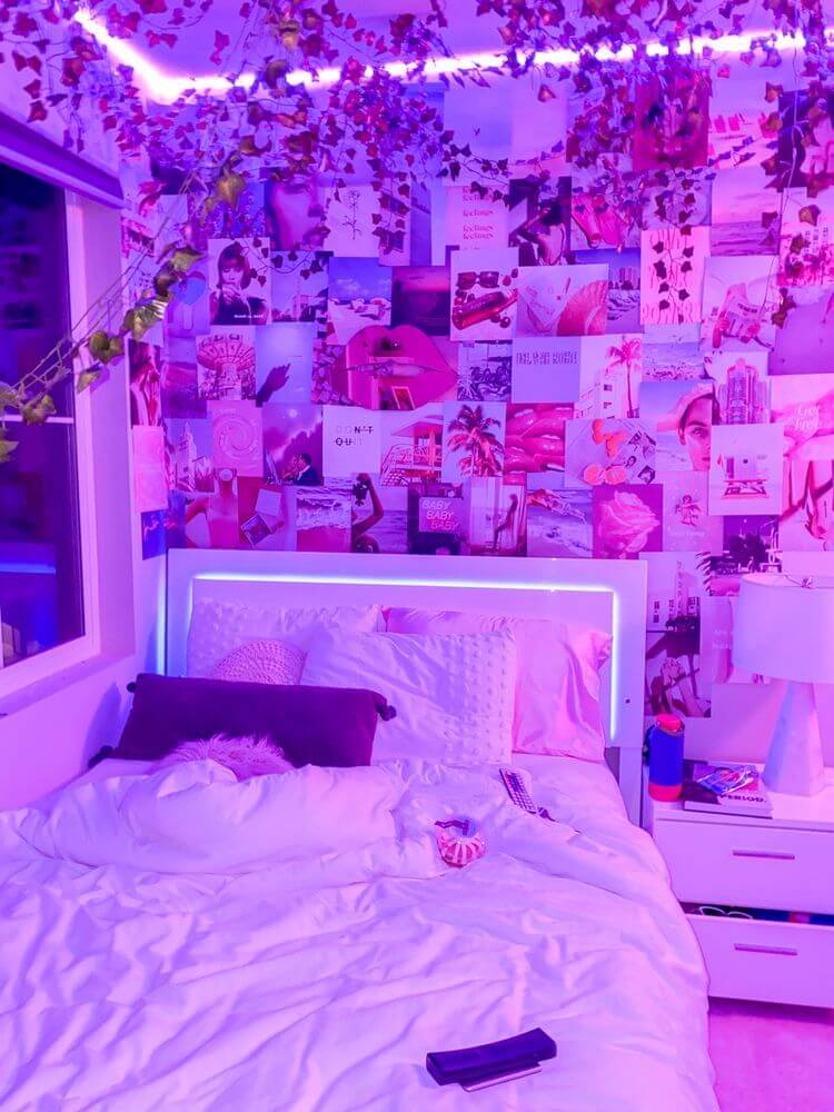 pink themed room with vines