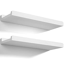 white floating wall shelves