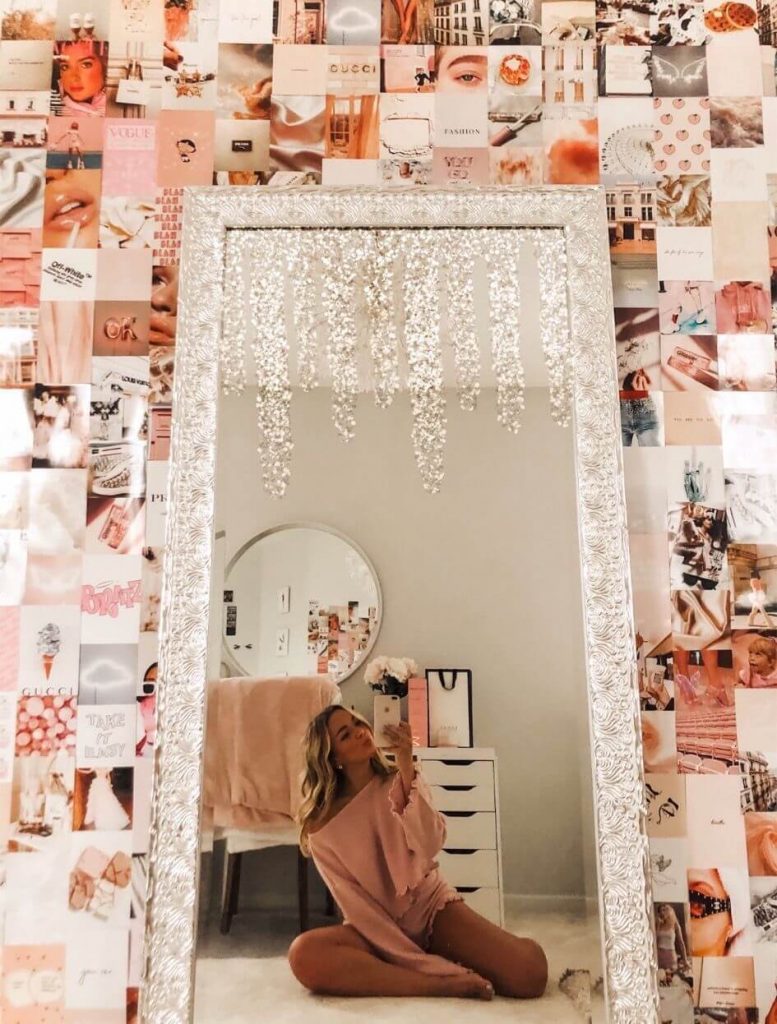 aesthetic room with pictures on the wall
