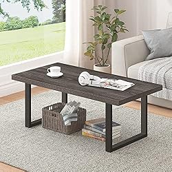 rustic wood and metal coffee table