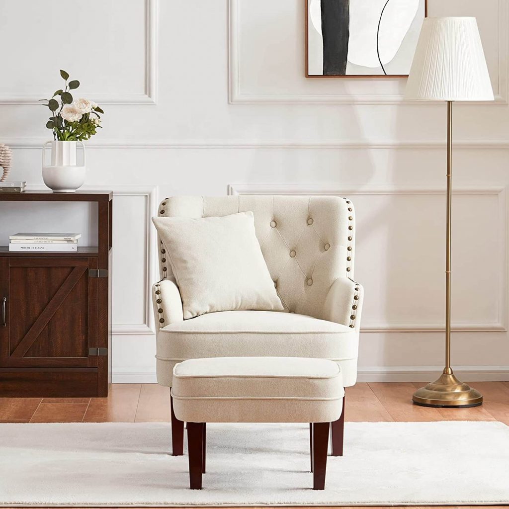 comfortable chair with ottoman neutral