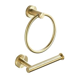 gold bathroom toilet paper holder and towel ring