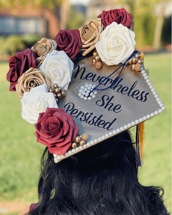 graduation cap with flowers