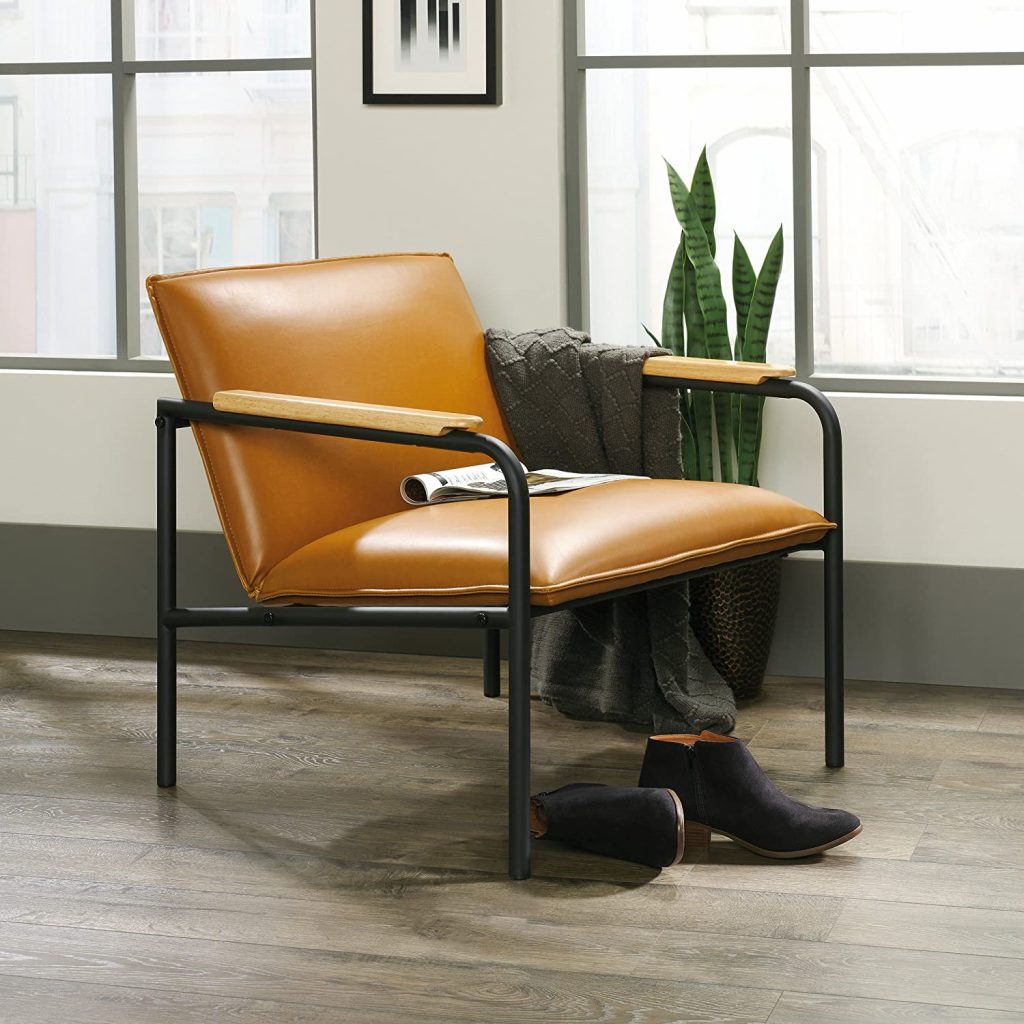 camel faux leather chair