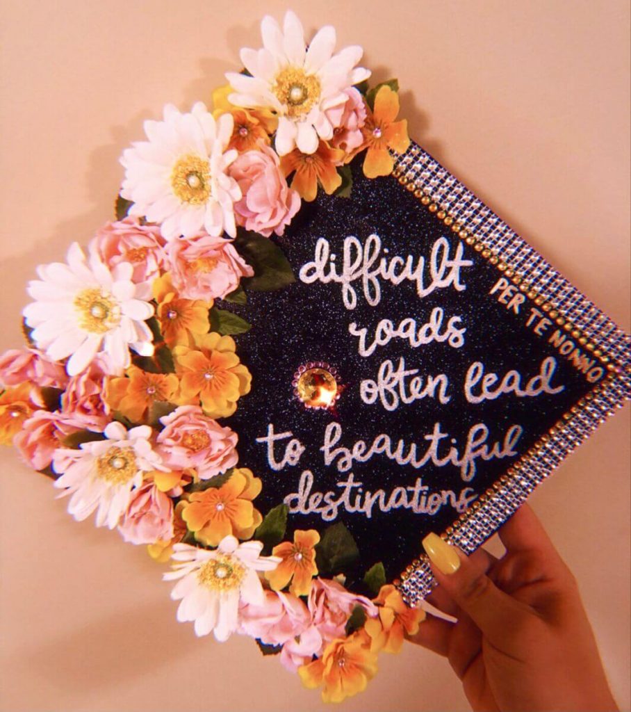 unique flower grad cap
