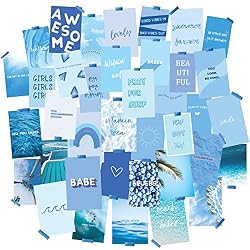 light blue wall collage