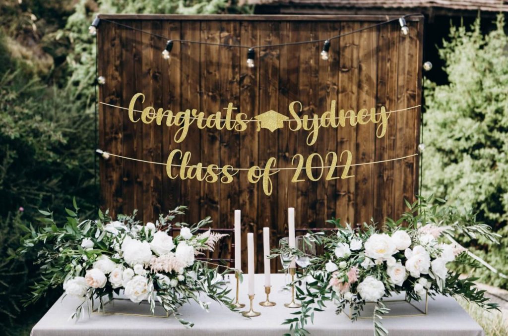 rustic graduation sign backyard