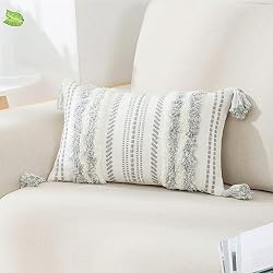 gray white lumbar throw pillow