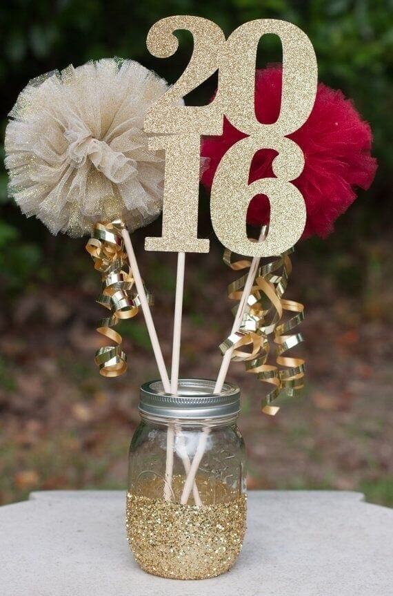 gold dipped mason jar centerpiece