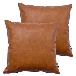 faux leather brown pillows