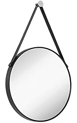 black round mirror with strap