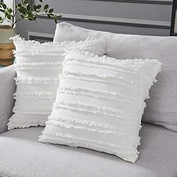 white ruched pillows