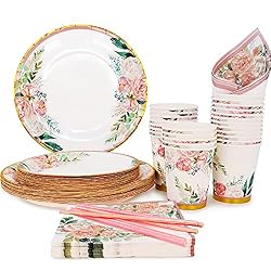 floral birthday paper plates