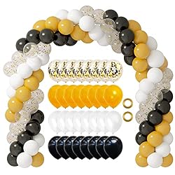 gold white and black balloons