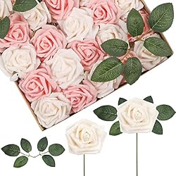 pink and white roses