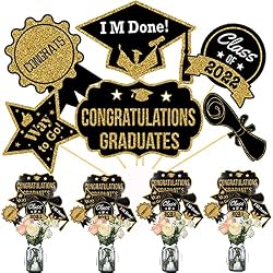 gold and black grad centerpiece sticks