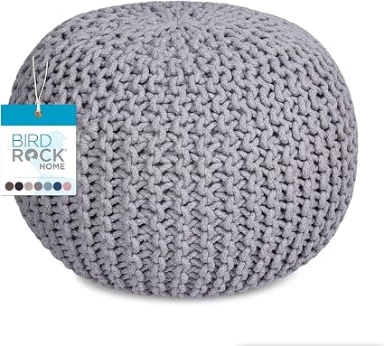 gray woven ottoman