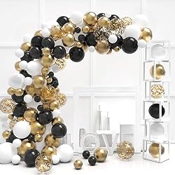 black gold balloon garland