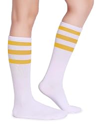 white socks with yellow stripes