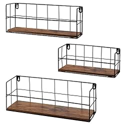 rustic wire floating shelves