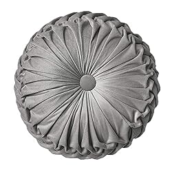 round gray velvet pillow
