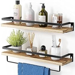 shelf with metal bar