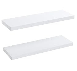 white floating shelves
