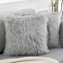 fuzzy gray pillow