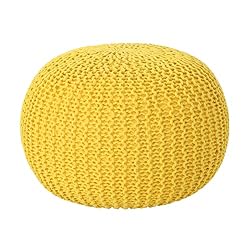yellow knitted ottoman
