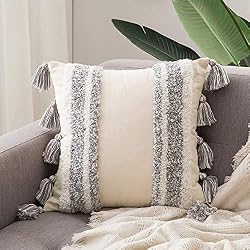 neutral embroidered pillow