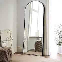 tall curved mirror black