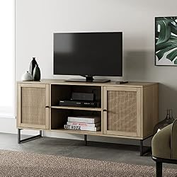 brown woven tv console