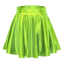 green metallic skirt