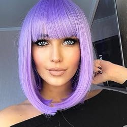 purple bog wig with bangs