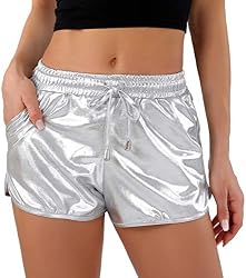 silver metallic shorts