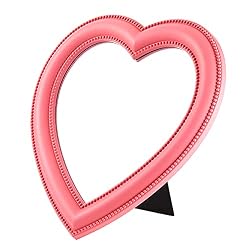 pink heart mirror with stand