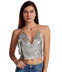 silver sparkly halter top