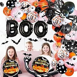 black boo balloons garland