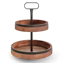 wood and metal tiered tray