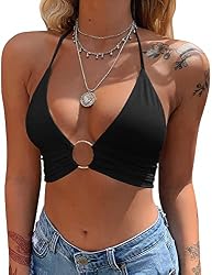 black crop halter top