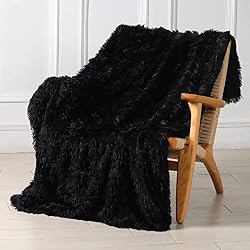 black fuzzy throw