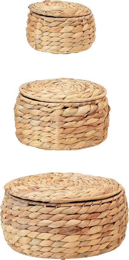 small woven baskets with lid