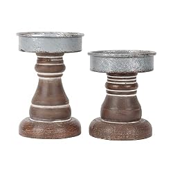 brown wood candle holders
