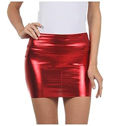 metallic red skirt
