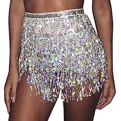 silver glitter tassel skirt