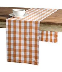 orange checked table runner