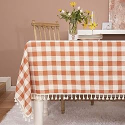 gingham orange tablecloth