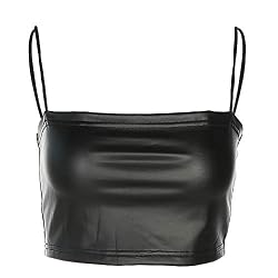 black crop leather top